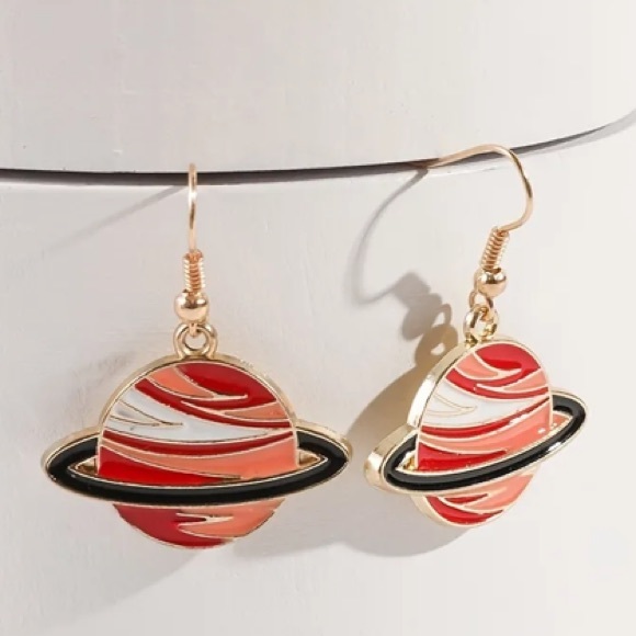 Jupiter or Saturn Planet Earrings - Picture 3 of 3